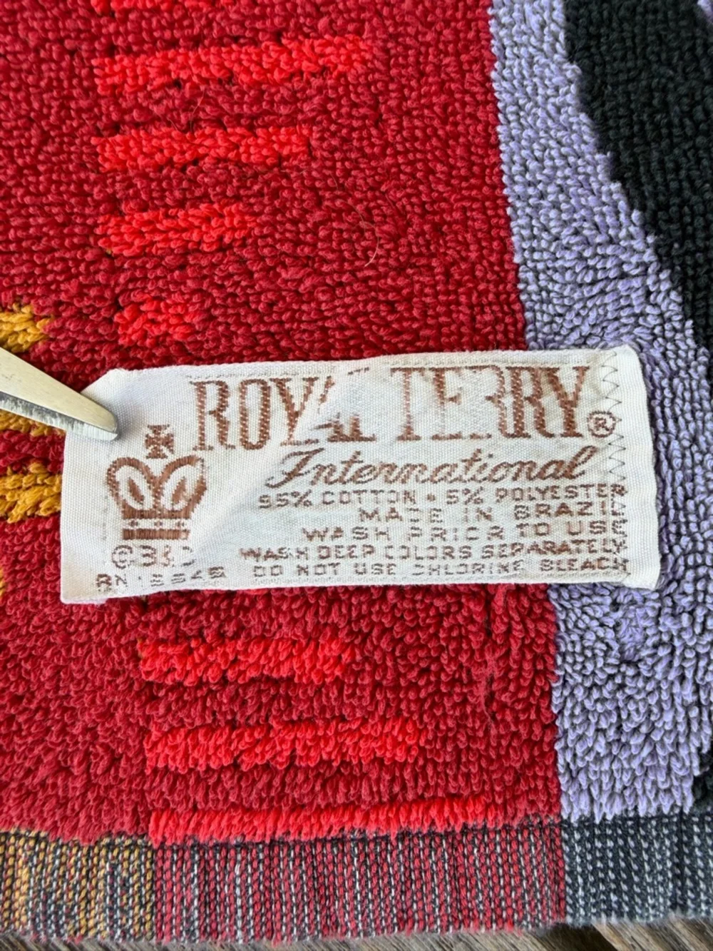 VTG Royal Terry Geometric Southwestern Beach Towel Colorful Brazil 30x60 GUC